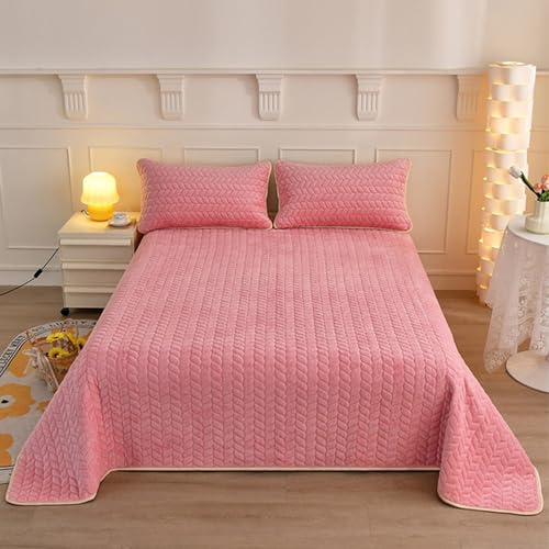 HAIBA Tagesdecke 90 x 200 cm Rosa Flanell bettüberwurf Wendedesign Ultra Weiche Tagesdecke Bettüberwurf, Bedspreads aus Mikrofaser Sofa Überwurfdecke Wohndecke für Bett von HAIBA
