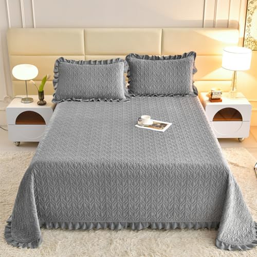 HAIBA Tagesdecke 90 x 200 cm grau Flanell bettüberwurf bettüberwurf Kuscheldecke Flauschig Decke Ultra Weiche Sofaüberwurfdecke Wohndecken Steppdecke von HAIBA