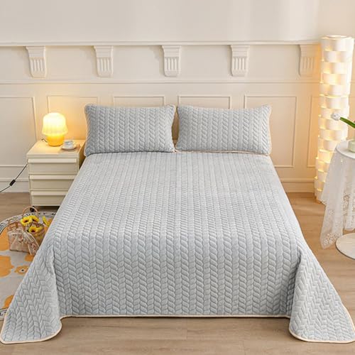 HAIBA Tagesdecke 90 x 200 cm hellgrau plüsch bettüberwurf Wendedesign bettüberwurf Kuscheldecke Flauschig Decke Ultra Weiche Sofaüberwurfdecke Wohndecken Steppdecke von HAIBA
