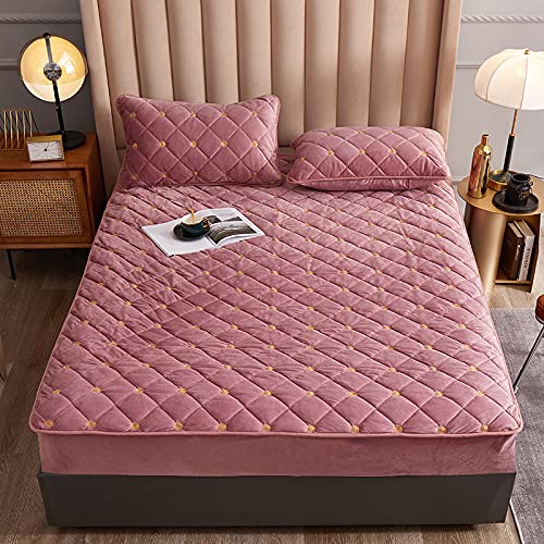 HAIBA Weiche Matratzenauflage mit Mikrofaser-Polyester-Matratzen-Bett-Schoner mit Spannumrandung,Rosa,150cmx200cm+30cm(3pcs) von HAIBA