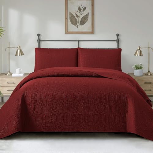 HAIBA tagesdecke 180 x 220 cm Rot Ultra Weiche Bett Quilt Leichte Mikrofaser Tagesdecken Bettüberwurf Moderne Bedspread mit 1 Kissenbezüg von HAIBA