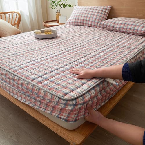 HAIBA wasserdichte Matratzenauflage 120 x 200cm SPANNBETTLAKEN Matratzenhöhe bis 30 cm Baumwolle Inkontinenzauflage Matratzenbezug-Schutz Nässeschutz Spannbetttuch Rosa von HAIBA