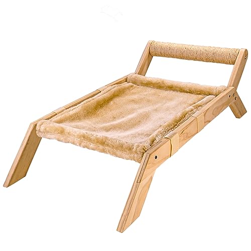 HAIBEIR Katzenhängematten-Bett, Katzen-Strandkorb für draußen, Haustiermöbel, stabiles Holz, Katzenbett mit Rolle zum Kratzen, Ausruhen oder Spielen von HAIBEIR