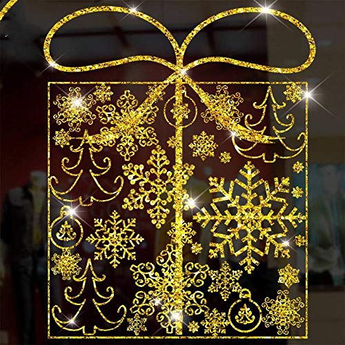 HAIBI Weihnachts Aufkleber Glänzende Gold Fenster Aufkleber Xmas Girlande Wand Aufkleber Neujahr Showcase Aufkleber Home Decor, Design 1 HAIBI Weihnachts Aufkleber Glänzende Gold Fenster Aufkleber Xmas Girlande Wand Aufkleber Neujahr Showcase Aufkleber Home Decor, Design 1 von HAIBI