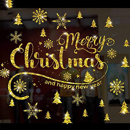 HAIBI Weihnachts Aufkleber Glänzende Gold Fenster Aufkleber Xmas Girlande Wand Aufkleber Neujahr Showcase Aufkleber Home Decor, Design 4 HAIBI Weihnachts Aufkleber Glänzende Gold Fenster Aufkleber Xmas Girlande Wand Aufkleber Neujahr Showcase Aufkleber Home Decor, Design 4 von HAIBI