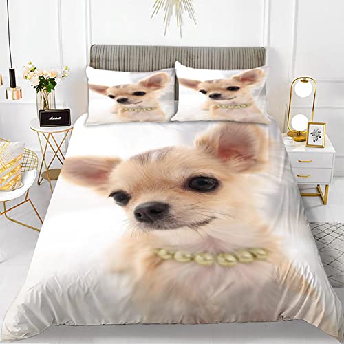 BettwäSche 135x200 Weißer Chihuahua 3 Teilig Mikrofaser Kinder Bettwäsche Mädchen Junge Bettwäsche Fürs Bett ,1 X Bettbezug 135x200 + 2 X Kissenbezug 80x80 cm Atmungsaktiv BettwäSche 135x200 Weißer Chihuahua 3 Teilig Mikrofaser Kinder Bettwäsche Mädchen Junge Bettwäsche Fürs Bett ,1 X Bettbezug 135x200 + 2 X Kissenbezug 80x80 cm Atmungsaktiv von HAICAO