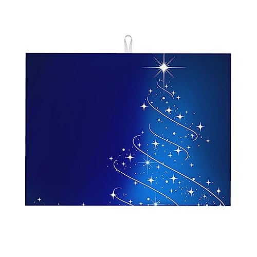 Abtropfmatte mit leuchtendem Weihnachtsbaum, groß, zum Trocknen von Geschirr, matt, Küchentheke, super saugfähig, 45,7 x 61 cm von HAICOM