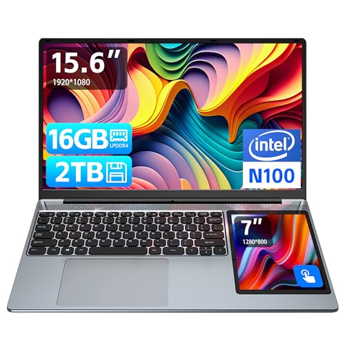 15.6 inch IPS + 7'' Touch Laptop Computer, 12th Gen N100 Dual Screen Laptop 32G DDR4 RAM 512G SSD Slim Office Notebook PC with Backlit Keyboard Fingerprint Stylus/QWERTY 15.6 inch IPS + 7'' Touch Laptop Computer, 12th Gen N100 Dual Screen Laptop 32G DDR4 RAM 512G SSD Slim Office Notebook PC with Backlit Keyboard Fingerprint Stylus/QWERTY von HAICOTECH