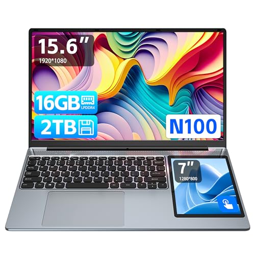 Dual Screen Laptop 15.6 Inch IPS + 7'' Touch 12th Gen N100 Laptop Computer Win11 Pro, 32G DDR4 RAM 1TB SSD Slim Office Notebook PC with Backlit Keyboard Fingerprint/QWERTY Dual Screen Laptop 15.6 Inch IPS + 7'' Touch 12th Gen N100 Laptop Computer Win11 Pro, 32G DDR4 RAM 1TB SSD Slim Office Notebook PC with Backlit Keyboard Fingerprint/QWERTY von HAICOTECH