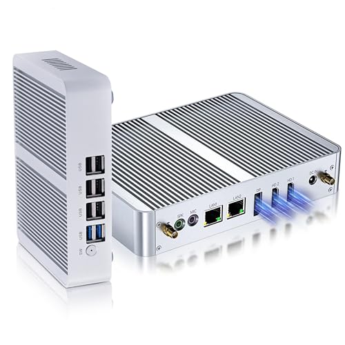 Fanless Mini PC, 12th Gen N100 Desktop Computer, 16G RAM 128G SSD Firewall Router Office Computer 0 Noise, 8 USB, Dual LAN/HDMI, DP, 4K Triple Display Output, Win-11 Pro von HAICOTECH