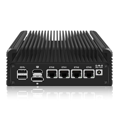 Micro Firewall Appliance, Mini PC, VPN, Router PC, N150(Upgraded N100), AES-NI, 4 x 2.5GbE I226-V, HDMI, DP, TF Slot, Fanless Computer Hardware, 32GB RAM 1TB SSD von HAICOTECH