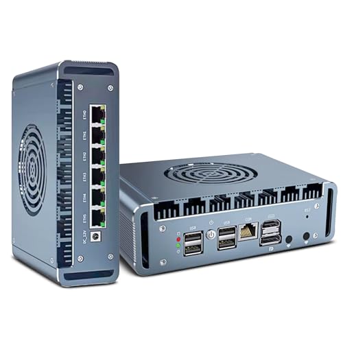 HAICOTECH N150 Firewall Mini PC, 6x2.5GbE i226-V LAN Micro Router Computer, DDR5 16G RAM 128G SSD Industrial Server, AES-NI, OPNsense, 4 USB2.0, RJ45 COM, Dual Display HDMI+DP von HAICOTECH