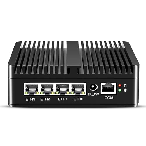 N5105 Firewall Mini PC, 4x2.5GbE i226-V LAN Fanless Computer, 16GB RAM 512GB SSD Micro Router Appliance, AES-NI, 4 USB, Dual 4K HDMI + DP Outputs for Firewall/Home Theater von HAICOTECH
