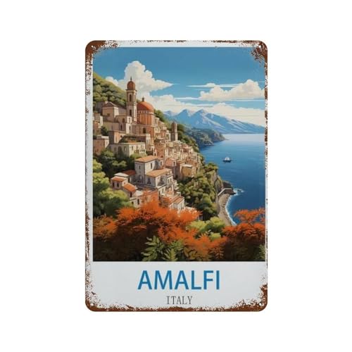 Amalfi，Metall-Blechschild Retro-Wanddekoration ，Vintage Metall Blechschild Wandschild Plakette(30 x 40 cm)12 x 16 Zoll-E15 von HAIDU