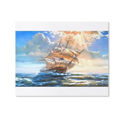 HAIDU 5D Diamond Art Kits DIY Diamond Painting Vollbohrer Bilder Strass Stickerei Kunst Handwerk Leinwand Fähre Schiff Rundbohrer（Round Diamond） 30x40cm-207 von HAIDU