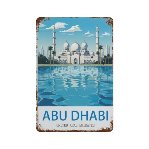 HAIDU Abu Dhabi in den Vereinigten Arabischen Emiraten，Metall-Blechschild,Retro Iron Painting Wall Decor Art Gift Outdoor Cafe Bar Garage Farm Decoration（15 x 30 cm） 6 x12 Zoll-M69 von HAIDU