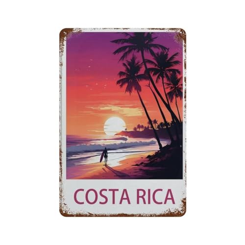 HAIDU Costa Rica，Blechschild Vintage Metall Pub Club Cafe Bar Home Wanddekoration Poster Retro (20 x 30 cm) 8 x 12 Zoll-J86 von HAIDU