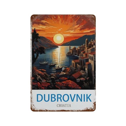 HAIDU Dubrovnik Kroatien Vintages Reiseplakat，Blechschild, Vintage-Stil, Metall, Pub, Café, Bar, Zuhause, Wandkunst, Dekoration, Poster(20 x 30 cm) 8 x 12 Zoll-D25 von HAIDU