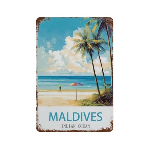 Malediven Indischer Ozean，Blechschild Vintage Metall Kneipe Club Cafe Bar Home Wandkunst Dekoration Poster Retro（15 x 30 cm）6 x12 Zoll-J75 von HAIDU