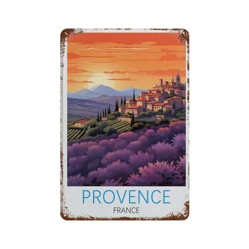 HAIDU Vintages Reiseplakat Provence Frankreich，Blechschild Metall Pub Club Cafe Bar Home Wandkunst Dekoration Retro Poster(30 x 40 cm) 12 x 16 Zoll-D10 von HAIDU