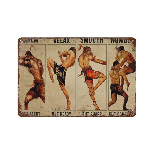 Muay Thai，Vintage Blechschild, Metallschild, Poster für Bar, Café, Schule(20 x 30 cm) 8 x 12 Zoll-E39 von HAIDU
