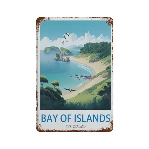 Neuseelands Bay of Islands，Retro Blechschild für Wandschild Dekoration für Bar Cafe Clubes (20 x 30 cm)8 x 12 Zoll-M62 von HAIDU