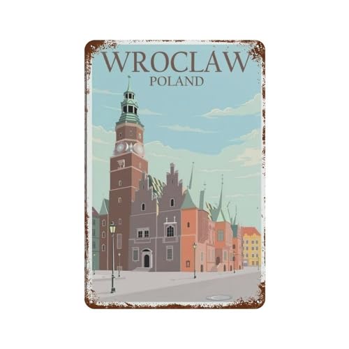 Wroclaw Polen，Vintage-Metallschild, Retro-Blechschild, Wandkunst, Dekoration, Poster, Metallplatte für Bar, Café, Mann, Höhle, Heimdekoration, Geschenkideen(15 x 30 cm) 6 x 12 Zoll-B18 von HAIDU
