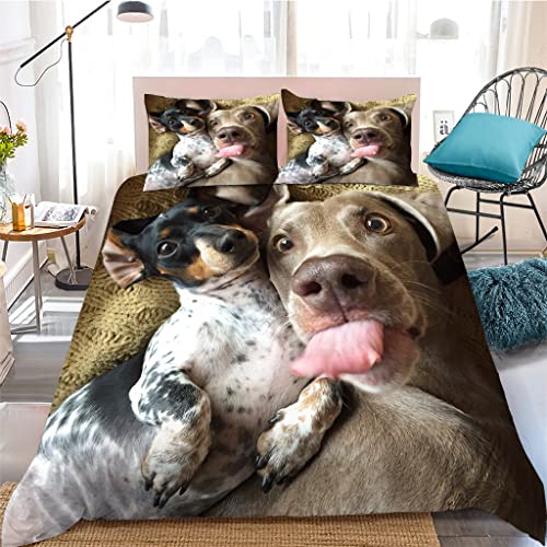 3D Drucken Bettwäsche 135x200 Beige Weimaraner, Mikrofaser Bettbezug + 2 Kissenbezug 80x80cm - Mit Reisverschluss Pflegeleicht BettwäSche-Sets Geeignet FüR Erwachsene Und Kinder von HAIKUO