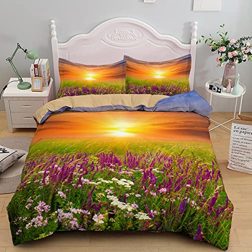 3D Drucken Bettwäsche 135x200 Blume Meerorange, Mikrofaser Bettbezug + 2 Kissenbezug 80x80cm - Mit Reisverschluss Pflegeleicht BettwäSche-Sets Geeignet FüR Erwachsene Und Kinder von HAIKUO