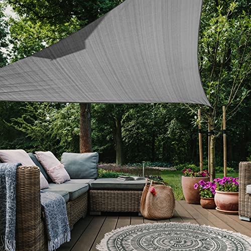 HAIKUS Sonnensegel 5x5x5m Dreieckig, Premium HDPE 98% UV Schutz Sonnenschutz Atmungsaktiv Wetterbeständig für Garten Balkon und Terrasse, mit Ösen und Befestigungsseile, Dreieck 5x5x5 Grau von HAIKUS