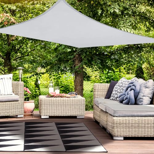 HAIKUS Sonnensegel Wasserdicht Rechteckig 4x5m Sonnenschutz Wasserabweisend Premium PES Polyester mit UV Schutz für Balkon Garten Terrasse Hellgrau von HAIKUS