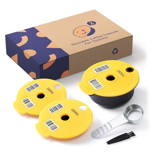 HAILASRE 180 ml wiederverwendbare Tassimo-Pads mit 2 Deckeln, nachfüllbarer Kaffeekapselfilter aus PP-Kunststoff mit lesbarem Barcode für Tassimo-Maschine von HAILASRE