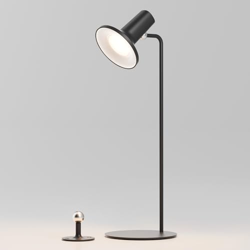 HAILOLY Led Tischleuchte,Kabellos Tischlampe,2600mAh USB Wiederaufladbare Schreibtischlampe,Metall-Material, 360 Grad Magnetisch Schwenkbar, Einstellbare Helligkeit, Geeignet für Büro, Schlafzimmer von HAILOLY