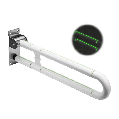 HAIMAYEE Behinderten WC Haltegriff für Senioren mit Rutschfestem Griff,Aufstehhilfe Toilette,Haltegriff Dusche Klappbar,Edelstahl,mit Einer Tragfähigkeit von 250kg Weiß von HAIMAYEE