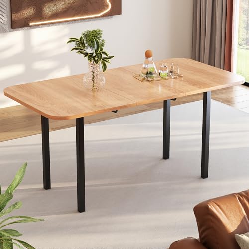Esstisch Küchentisch Ausziehbar mit MDF Desktop und Schwarzer Metallbeine, Rechteckiger Großer Holzfarbe Tisch Esszimmertisch Holztisch Speisetisch für 4-6 Personen, 120-160 × 80 × 75cm Esstisch Küchentisch Ausziehbar mit MDF Desktop und Schwarzer Metallbeine, Rechteckiger Großer Holzfarbe Tisch Esszimmertisch Holztisch Speisetisch für 4-6 Personen, 120-160 × 80 × 75cm von HAINEW