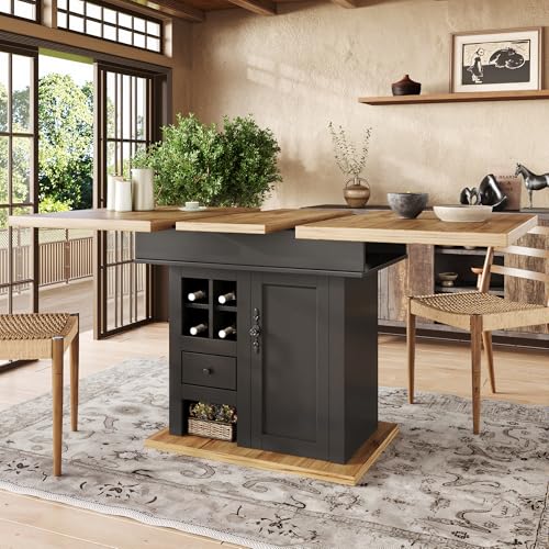 HAINEW Esstisch Küchentisch mit Ausziehbare Tischplatte und Weinregal, Rechteckiger Esszimmertisch Holztisch Speisetisch mit 1 Tür und 1 Schublade Für 4-6 Personen, 110-140×80×75cm HAINEW Esstisch Küchentisch mit Ausziehbare Tischplatte und Weinregal, Rechteckiger Esszimmertisch Holztisch Speisetisch mit 1 Tür und 1 Schublade Für 4-6 Personen, 110-140×80×75cm von HAINEW