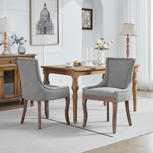 HAINEW Esszimmerstühle 2er Set, Verdickter Stoff Küchenstuhl Polsterstuhl Gepolsterte Sitzfläche mit Hohe Rückenlehne und Massivholzbeine für Esszimmer, Wohnzimmer, 55×61×92,5cm, Klassiker (Grau) HAINEW Esszimmerstühle 2er Set, Verdickter Stoff Küchenstuhl Polsterstuhl Gepolsterte Sitzfläche mit Hohe Rückenlehne und Massivholzbeine für Esszimmer, Wohnzimmer, 55×61×92,5cm, Klassiker (Grau) von HAINEW