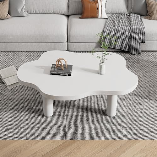 HAINEW Moderner Couchtisch Wohnzimmertisch mit Wolkenförmige Tischplatte, Unregelmäßige Form Sofatisch Beistelltisch Kaffeetisch für Wohnzimmer, Schlafzimmer, Weiß, 100×70×40cm HAINEW Moderner Couchtisch Wohnzimmertisch mit Wolkenförmige Tischplatte, Unregelmäßige Form Sofatisch Beistelltisch Kaffeetisch für Wohnzimmer, Schlafzimmer, Weiß, 100×70×40cm von HAINEW