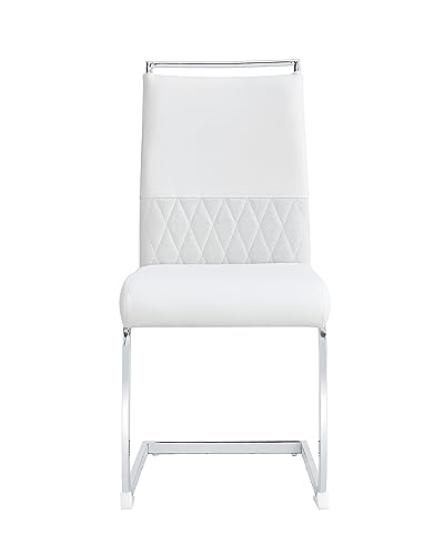 Moderne 6er Set Esszimmerstühle Freischwinger Schwingstuhl Küchenstuhl Bürostuhl Polsterstuhl Mit Metallbeine, Hoher Rücken Gepolstert, Querstreifen Rückenlehne Design Für Esszimmer, Küche (Weiß) von HAINEW