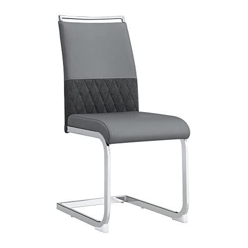 Moderne 6er Set Esszimmerstühle Freischwinger Schwingstuhl Küchenstuhl Bürostuhl Polsterstuhl Mit Metallbeine, Hoher Rücken Gepolstert, Querstreifen Rückenlehne Design Für Esszimmer, Küche (Grau) von HAINEW