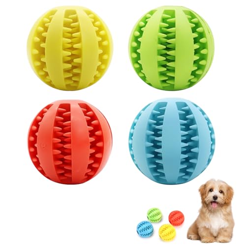 HAINLOGWANG 4 Stück Futterball Für Hunde, Hundespielzeug Ball, Snackball Hund, Hundespielzeug Intelligenz, Interaktive Bälle Für Hund, Bissfestes Spielzeug Für Kleine Hunde, Klein 5 cm von HAINLOGWANG