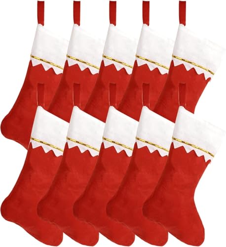 HAINLOGWANG Nikolausstrumpf 12 Stück Nikolausstiefel Groß Rot Weihnachtsstrumpf von HAINLOGWANG