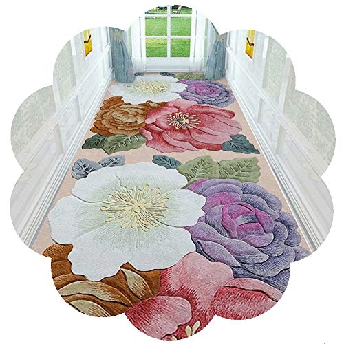 HAIPENG 3D Bunt Blumen Läufer Teppich Flur Teppichläufer, rutschfest Eingangsbereich Teppiche Perfekt Zum Halle Küche Treppe Hotel, 60cm / 90cm Breit (Color : Multi-Colored, Size : 80x300cm) von HAIPENG-Läufer