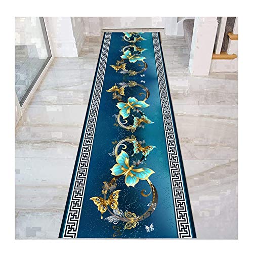 HAIPENG 3D Schmetterling Läufer Teppich Flur Teppichläufer, Eng Eingang Teppiche Mit Anti-Rutsch Sichern Zum Küche Und Eingang, Blau (Color : Multi-Colored, Size : 60x200cm) von HAIPENG-Läufer
