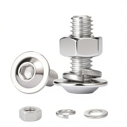 HAISHANG 10 Stück M5x12 Schrauben, Linsenkopfschraube Innensechskant und Muttern Unterlegscheiben Sortiment Kit, Edelstahl A2 V2A Vollgewinde Silber HAISHANG 10 Stück M5x12 Schrauben, Linsenkopfschraube Innensechskant und Muttern Unterlegscheiben Sortiment Kit, Edelstahl A2 V2A Vollgewinde Silber von HAISHANG