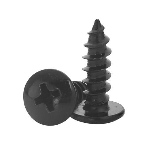 HAISHANG 20 Stück Holzschrauben Blechschrauben M4x14mm Selbstschneidende Schwarz Kreuzschlitz Rundkopf Kohlenstoffstahl Nägel Linsenkopf Schrauben von HAISHANG