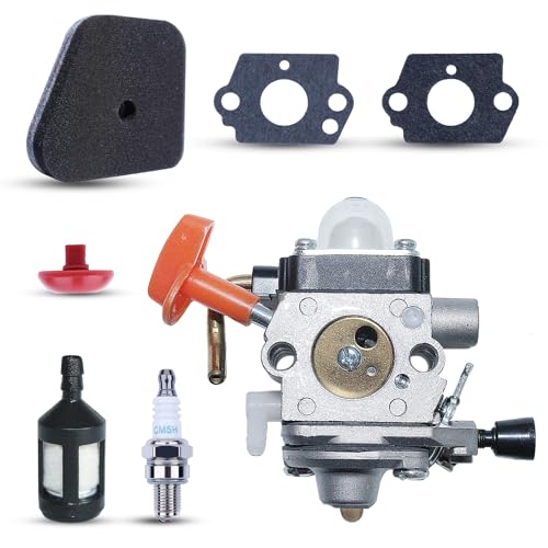 Haishine C1Q-S174 Vergaser Kit für Stihl FS90 FS90 R FS87 FS87R FS100 FS110 FS110R für FS FC KM Rasenmäher Serie mit Zündkerze + Luftfilter + Ölfilter + Vergaserdichtung + Ölblasenstopper von HAISHINE