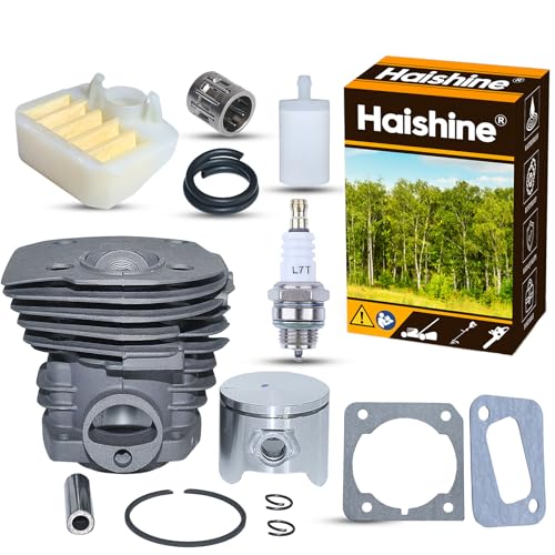 Haishine-Zylinderkolben (44 mm) - Luftfiltersatz für Kraftstoff-Kraftstoffpumpe passend für Husqvarna 350 351 353 346 XP Accessoiresn-Schalldämpferlager NIKASIL plattiert von HAISHINE