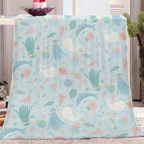 Kuscheldecke 150x200 cm Blauer Delfin Weiche Flauschige Decke für Kinder Erwachsene, Warm Wendedecke Flanell Fleecedecke TV-Decken Sofadecke Wohndecke Couchdecke Tagesdecke von HAISHO