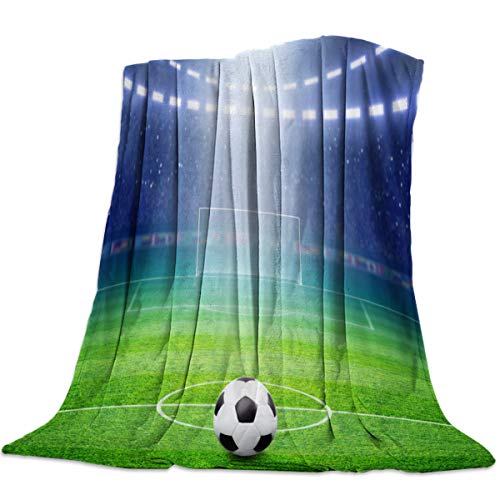 Kuscheldecke 150x200 cm Blauer Fußball Weiche Flauschige Decke für Kinder Erwachsene, Warm Wendedecke Flanell Fleecedecke TV-Decken Sofadecke Wohndecke Couchdecke Tagesdecke von HAISHO